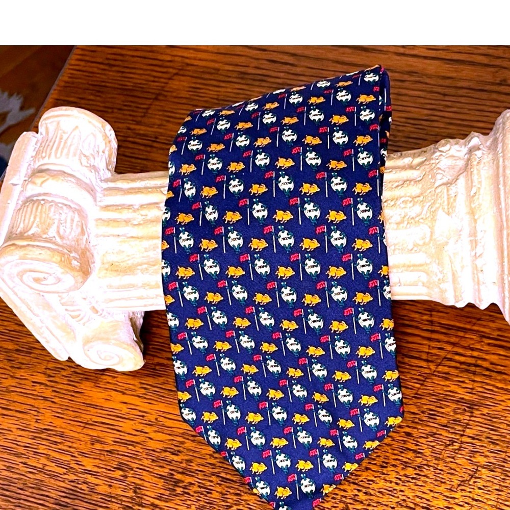 Brooks Brothers Mens Tie Pure Silk Navy Golf Novelty Pattern Rare W3.5 in L 57in
